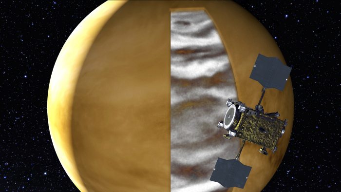 Figure 1: Artificial rendering of Akatsuki's observations for the night side of Venus. 
