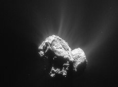 Comet 67p/Churyumov-Gerasimenko imaged by Rosetta (courtesy of ESA/Rosetta/Navcam)