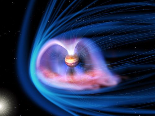 Artistic rendering of the Jupiter’s aurora and magnetosphere.