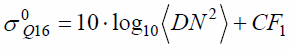 Conversion from digital number (DN) to the backscattering coefficient (sigma-naught) (dB) can be done by the following equations. (1)